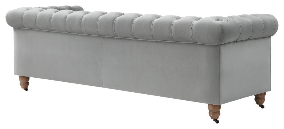 Rustic Manor Maddie Sofa Button Tufted, Gray