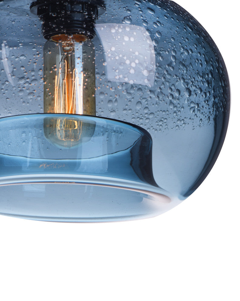 Effervescent Glass Pendant Lighting, Blue, Pack of 2