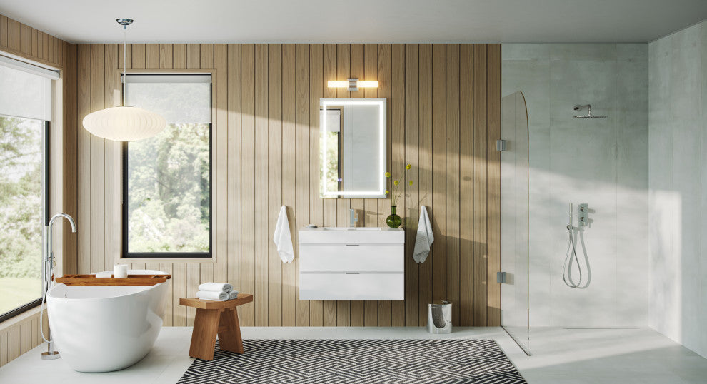 Santo Bathroom Mirror With LED Lighting and Defogger, 24"x30", 36"x30"