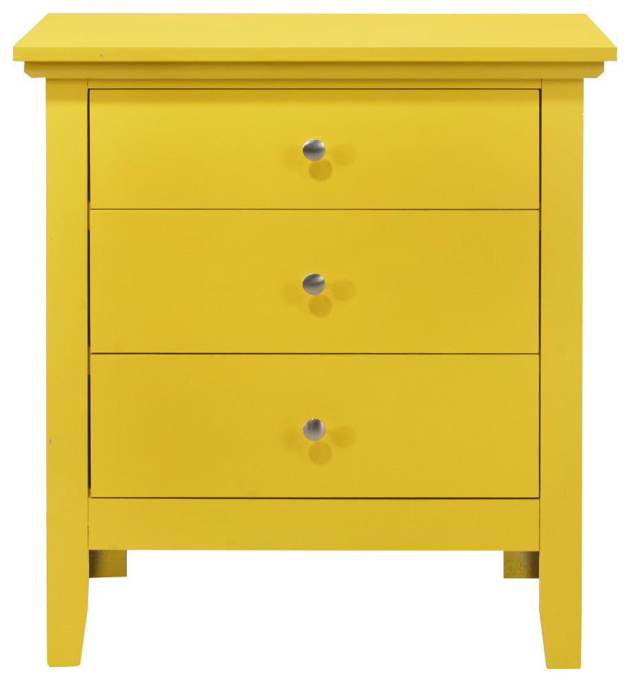 Whitley 3-Drawer Nightstand, Yellow