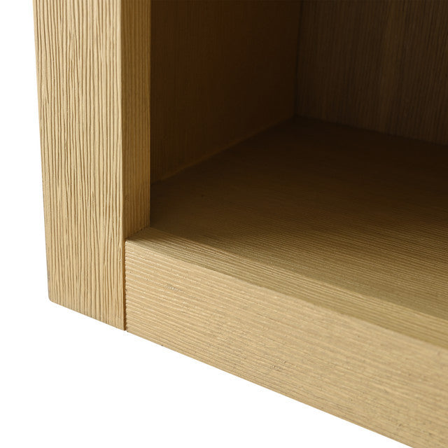 Vanity Art 24" Wall Mounted Bathroom Storage Cabinet, Linear Natural Oak, Matte Black Handle