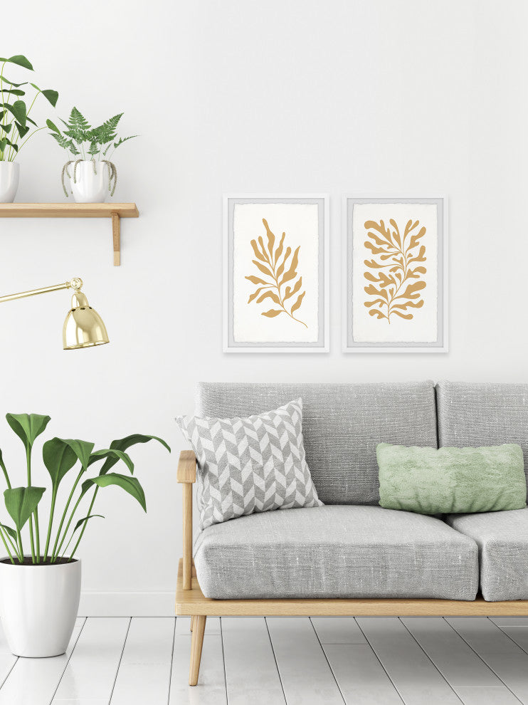 Golden Seaweeds Diptych, Set of 2, 20x30 Panels