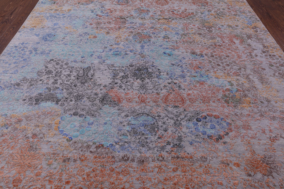 9' Square Wool and Silk Modern Handmade Rug Q11791