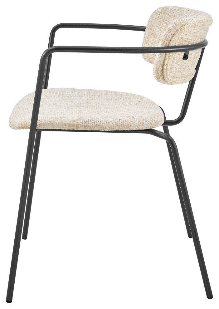 Alivia Fabric Dining Side Arm Chair,, Set of 2, Allure Cream