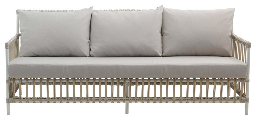 Caroline Exterior 3-Seater Sofa, Dove White, Sunbrella Sailcloth Cushions