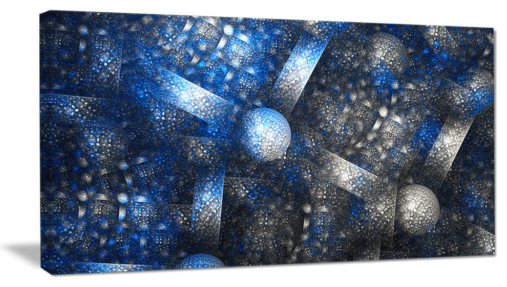 Crystal Cell Dark Blue Steel Texture, Abstract Wall Art Canvas, 32x16