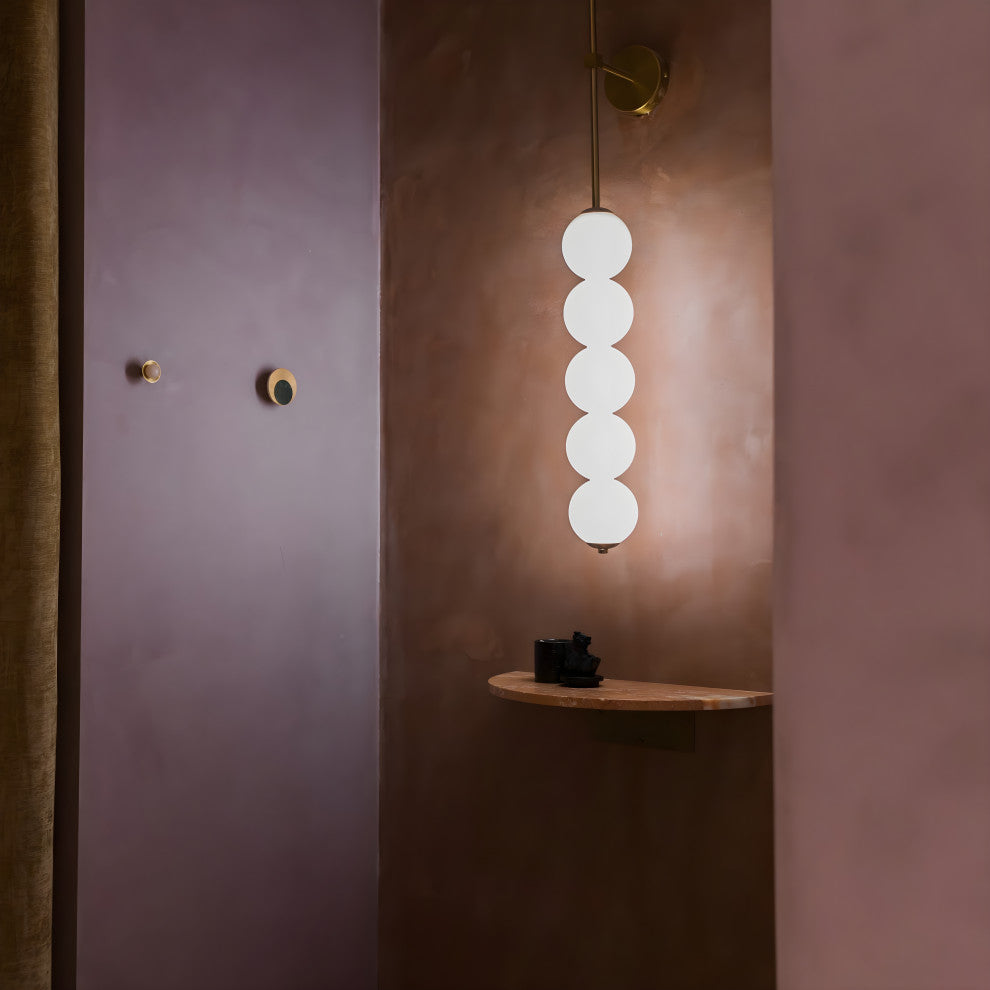 Modern Golden Wall Lamp with Light Spheres for Living Room, Bedroom, Glass, Cool Light