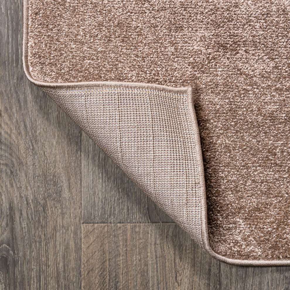 Haze Solid Low-Pile Runner Rug, Brown, 9 X 12