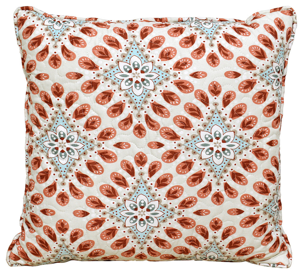Bennington Damask 5 Piece Quilted Set, Coral, Queen (90"x90")