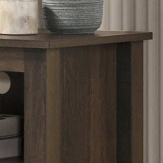 6 Open Shelves Rectangle TV Stand, Dark Dusty Brown