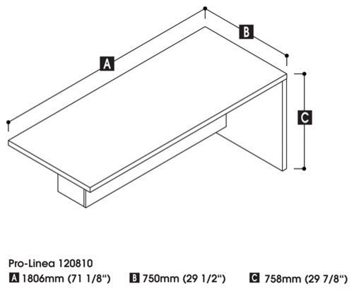 Bestar Pro-Linea Return Table, White