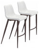 Gray Faux Leather and White Steel Modern Stitch Bucket Bar Chairs