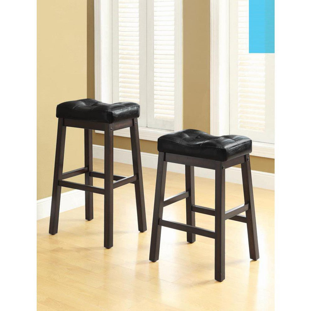 Donald Upholstered Counter Height Stools Black and Cappuccino (Set of 2)