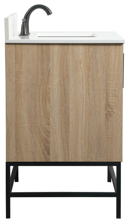 Home Living 22" Modern Mango Wood-Light Bathroom Vanity