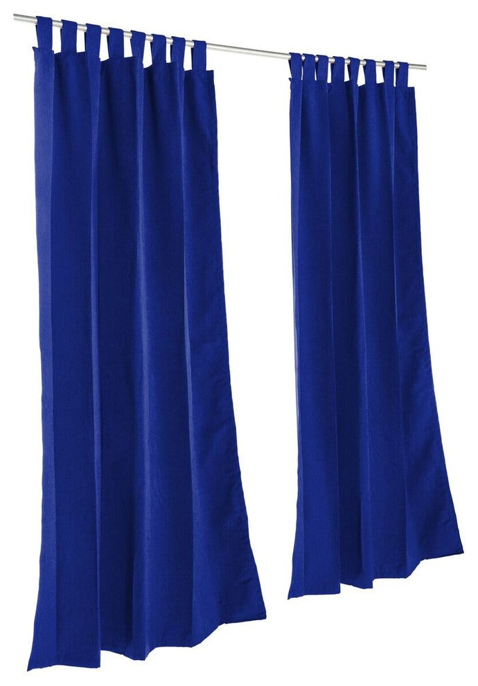 True Blue Sunbrella Outdoor Single-Panel Curtain With Tabs, 120"x50"