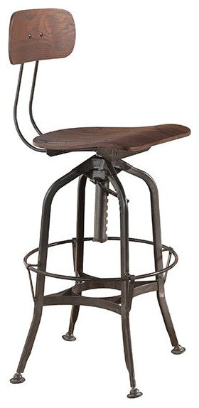 Acme Kaeso 1PC Adjustable 25-30- Swivel Stool Walnut and Gunmetal