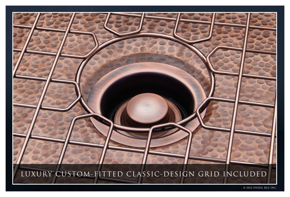 Luxury 30-Inch Heavy 12-GAUGE Med. Patina Copper Farmhouse Sink, Flat Front