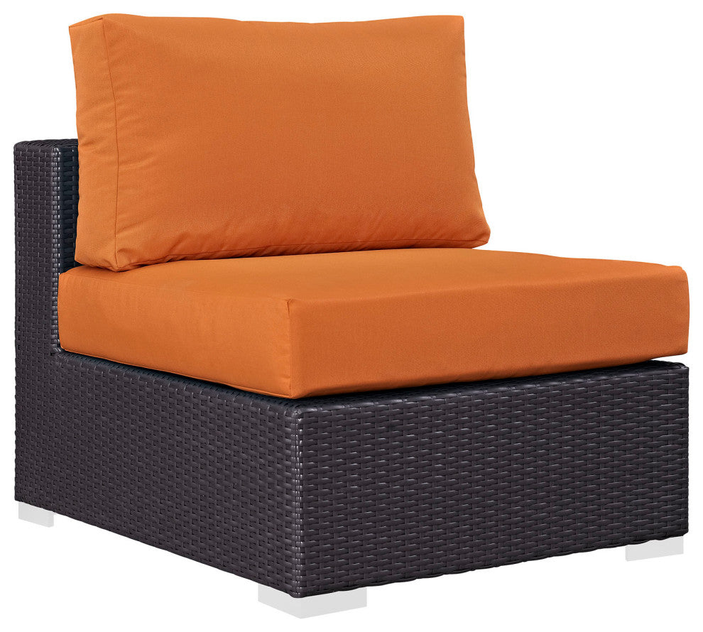 Modway Convene 5 Piece Outdoor Patio Sectional Set, Espresso Orange