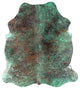 7' 0" X 6' 6" Green Metallic Cowhide Rug C2154
