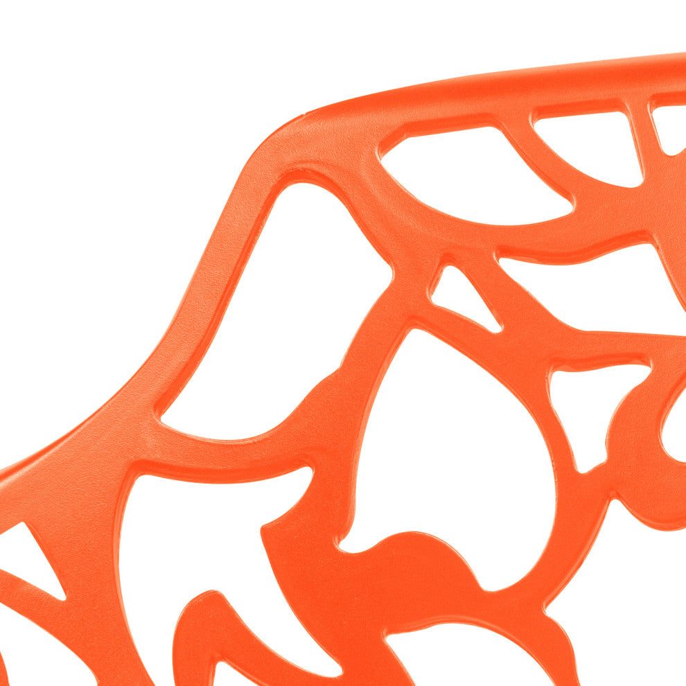 LeisureMod Modern Devon Aluminum Chairs, With Arms, Set of 4, Orange