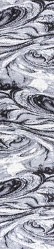 Viscon Abstract Marble Contemporary Light Gray/Black 2 ft. x 10 ft. Runner Rug