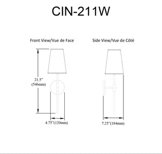 Cinthia 1 Light Wall Sconce with Shade, Matte Black, White Shade