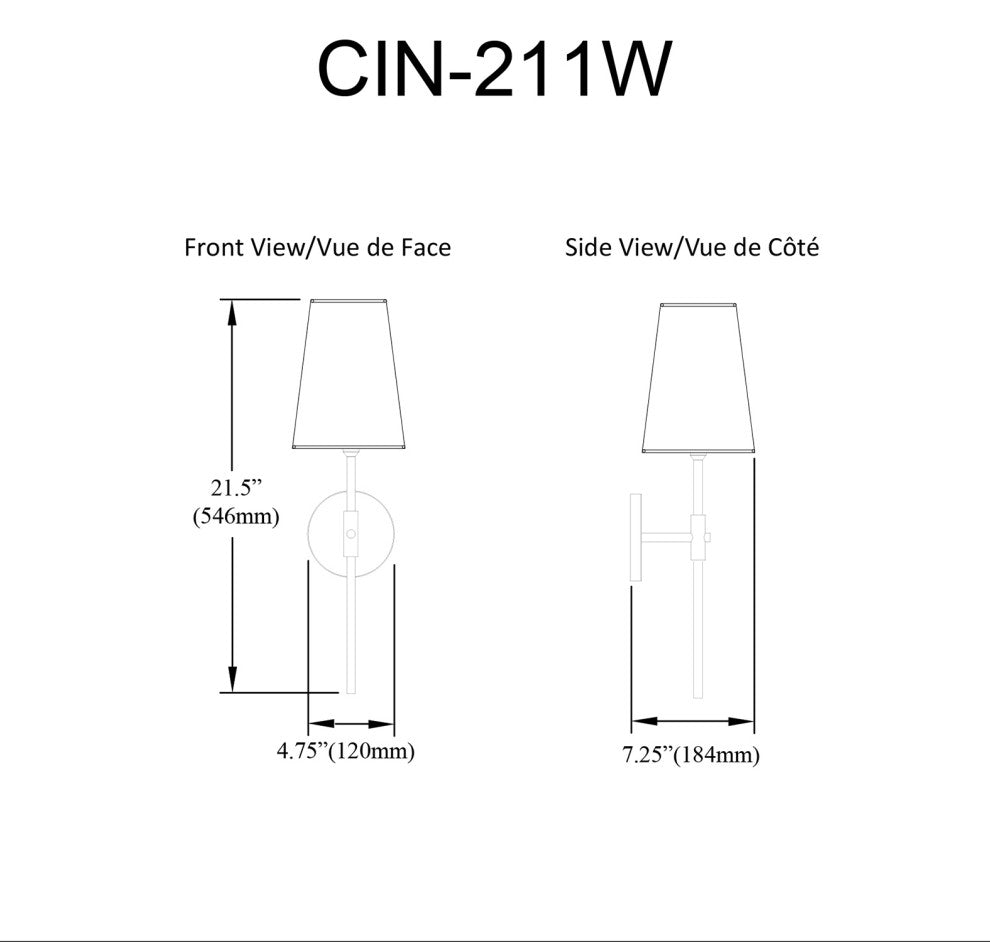 Cinthia 1 Light Wall Sconce with Shade, Matte Black, White Shade