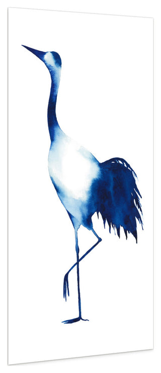 "Ink Drop Crane 2" Wall Art on Frameless Free Floating Tempered Glass Panel