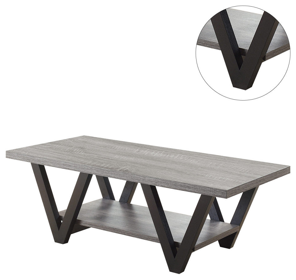 V-Shaped Coffee Table, Antique Gray