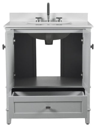 31" Single Vanity, Light Gray With Engineered Stone Top