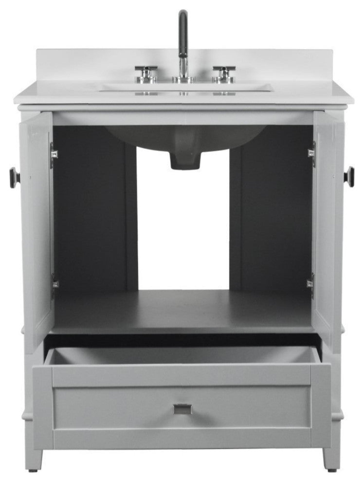 31" Single Vanity, Light Gray With Engineered Stone Top