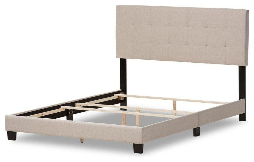 Brookfield Beige Fabric Upholstered Grid-Tufting Bed, King