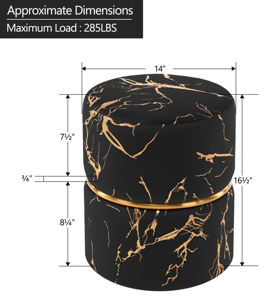 Luxury Hot Stamped Velvet Ottoman, Black