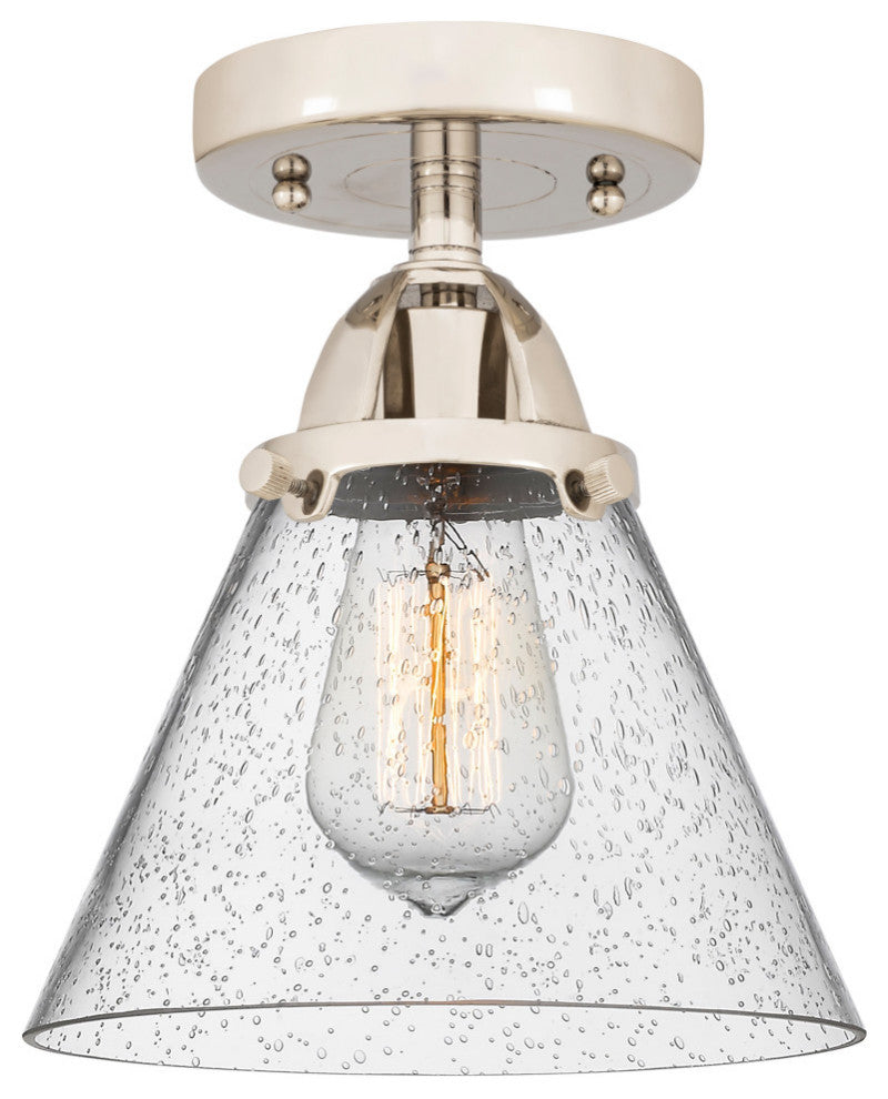 Large Cone Semi-Flush Mount, Polished Nickel, Seedy, Seedy