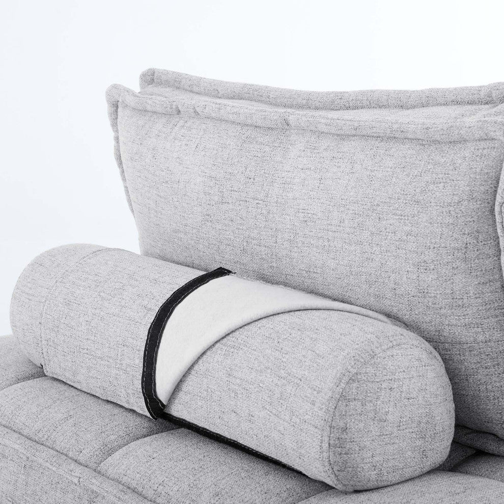 Saunter Tufted Fabric Armless Chair Light Gray