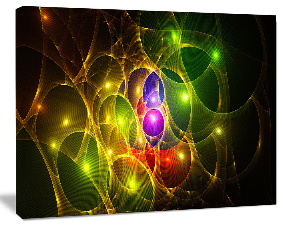 Glowing Fractal Underwater World, Oversized Abstract Canvas Art Print, 60x40