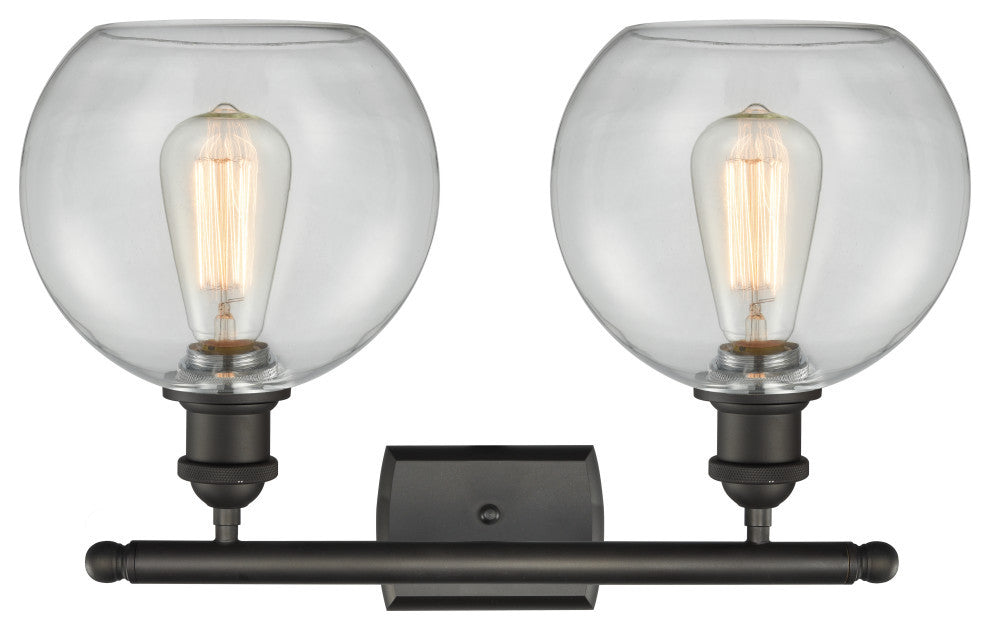 Ballston Athens 8" - 2 Light 18" Bath Vanity Light, Oil Rubbed Bronze, Clear