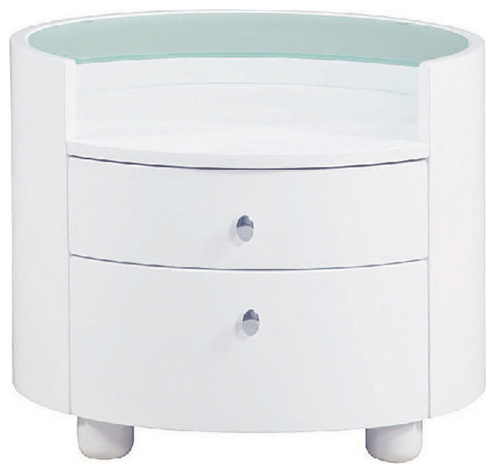 20" Sophisticated White High Gloss Nightstand
