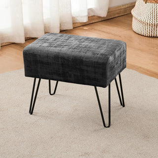Textured Velvet Ottoman, Peat
