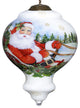 Santa Riding a Sleigh Hand Painted Mouth Blown Glass Ornament