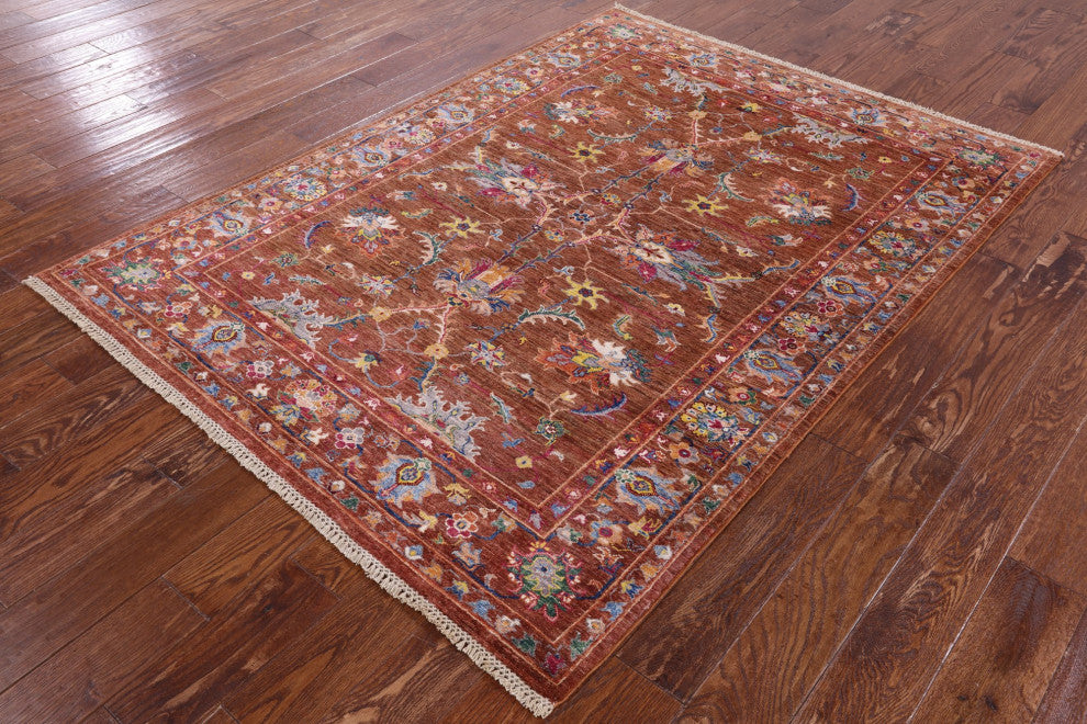 5' 0" X 6' 9" Hand Knotted Persian Tabriz Wool Rug Q7760
