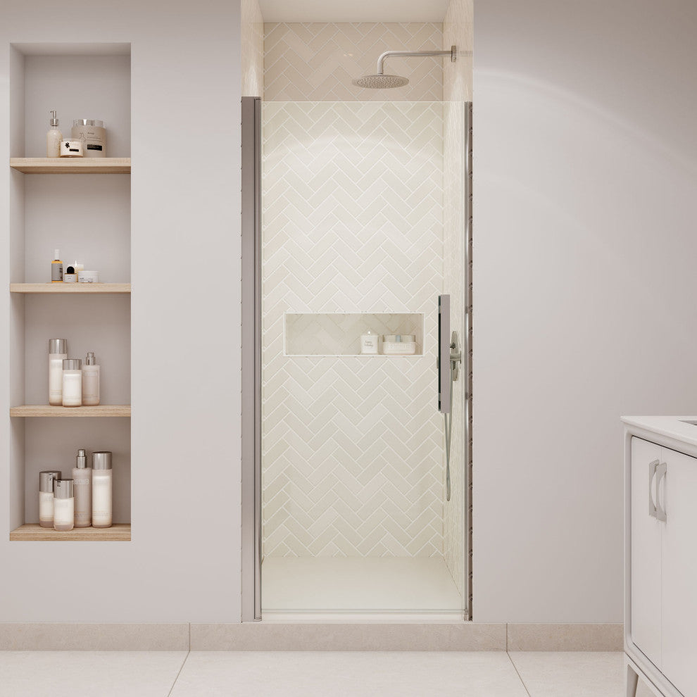 Pasadena 31 5/8-33"Wx72"H Alcove Pivot Shower Door Satin Nickel