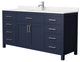 66"SGL Vanity Dark Blue, Carrara Cult. Marble Countertop, Sink, Nickel Trim