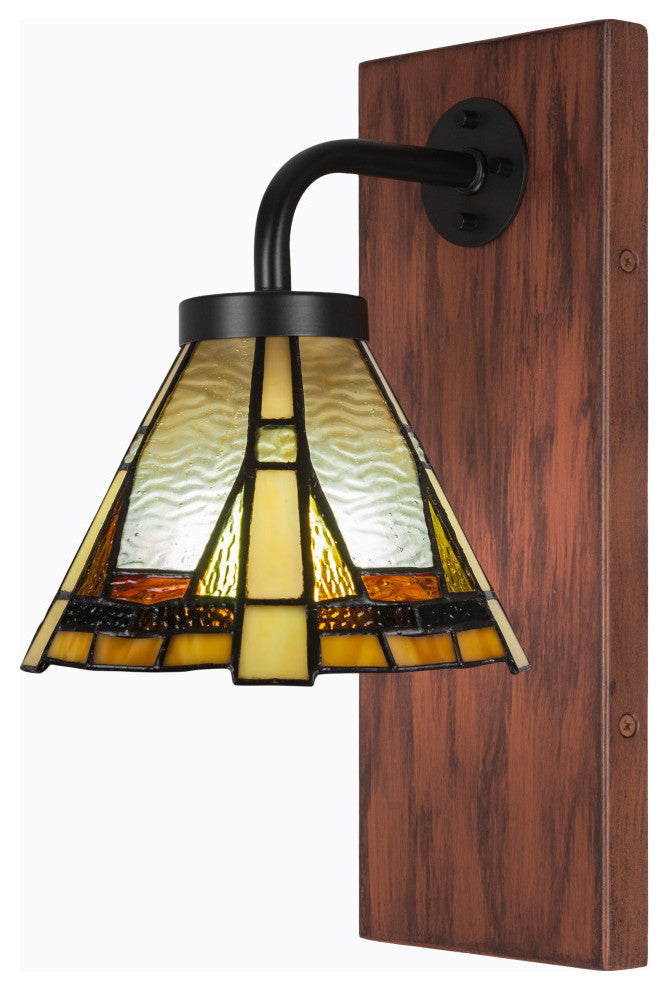Oxbridge 1-Light Wall Sconce, Matte Black & Painted Wood-look Metal/Zion Art