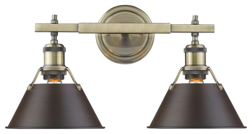 Golden Orwell 2 Lt Bath Vanity, Aged Brass, Rubbed Bronze Shade