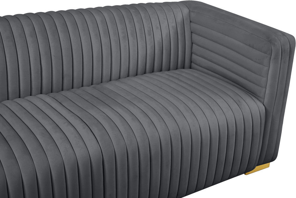 Ravish Velvet Upholstered Chair, Gray, Sofa