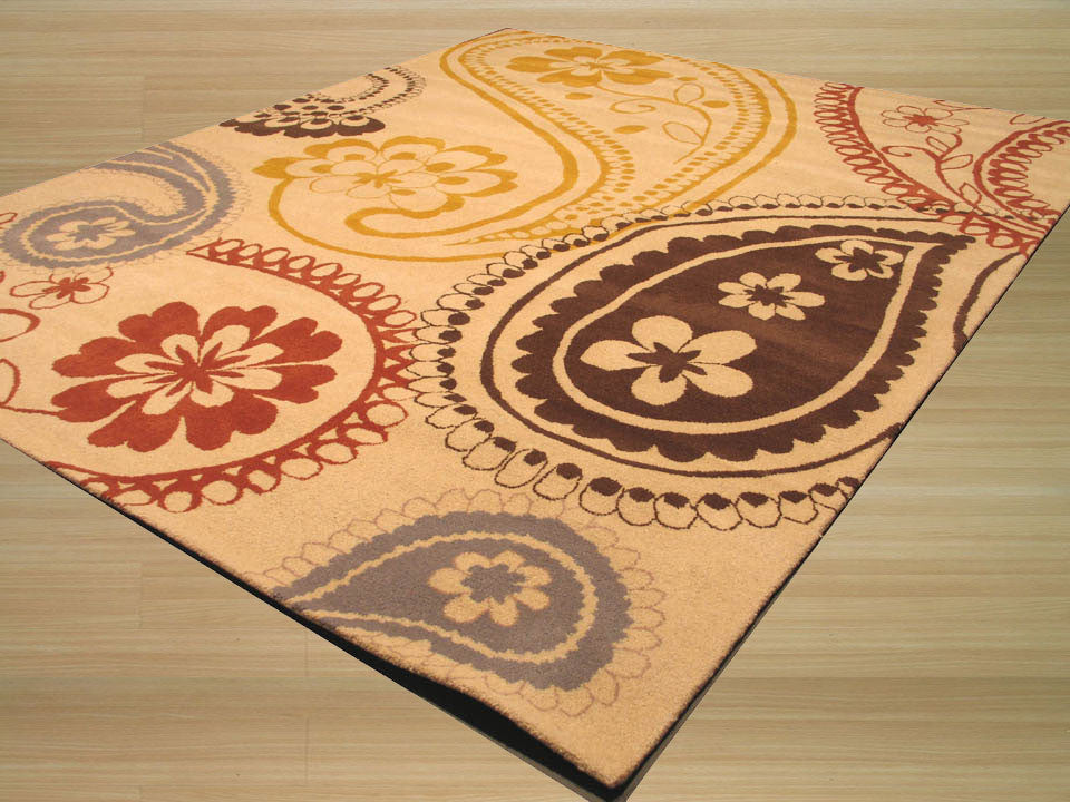 Ivory Transitional Floral Paisley Area Rug