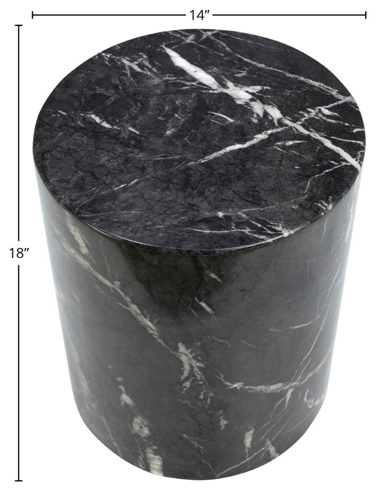 Sully Round Pedestal Side Table, Black and White