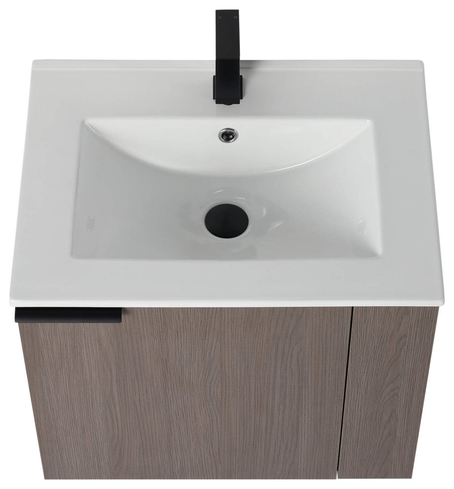 Fine Fixtures Elmridge Modern Bathroom Vanity, Gray Oak, 24", Right Hand
