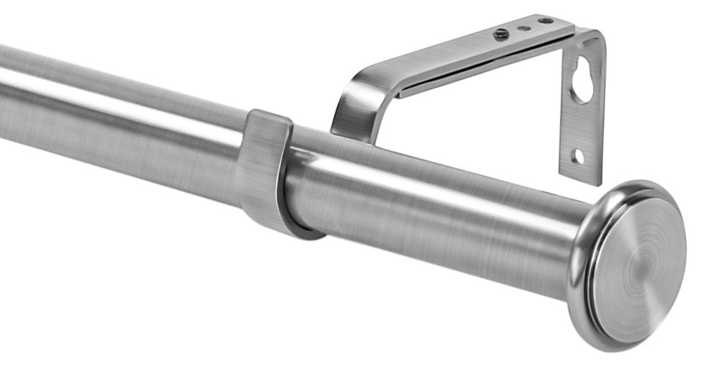 1" Bouton Drapery Curtain Rod, Brushed Steel, 48"-84"